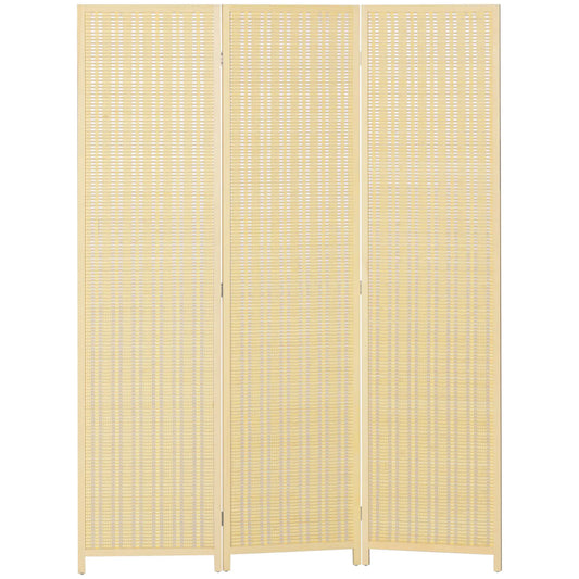 Woven Bamboo Room Divider, 3 Panel Folding Privacy Screen, Natural Wood