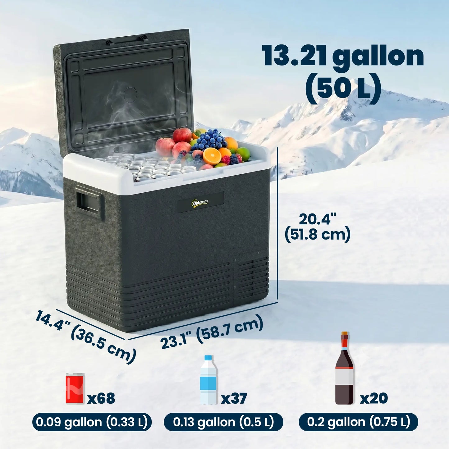 12 Volt Car Refrigerator, 53QT, -68-68 ℉, Portable Electric Cooler Car Coolers at Gallery Canada