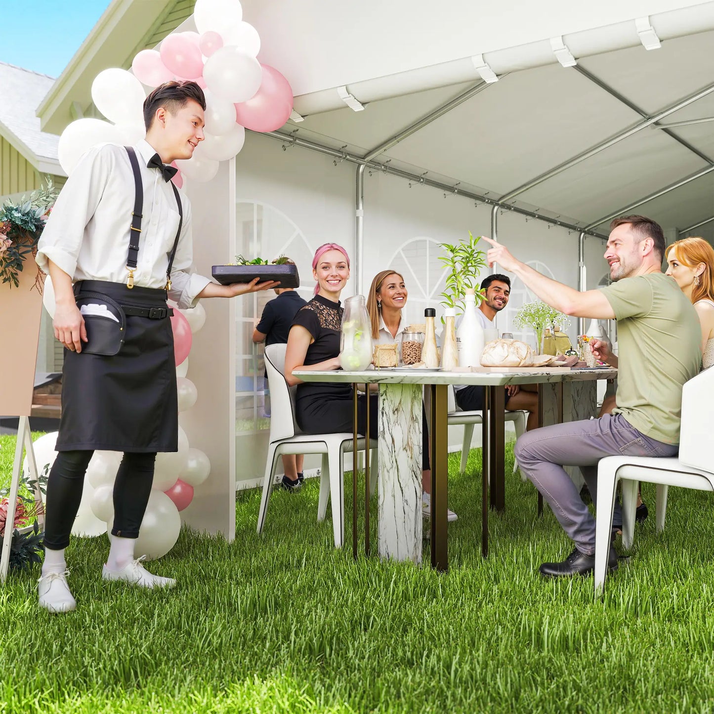 20'x33' Heavy Duty Party Tent, Portable Garage Canopy, White Canopy Tents at Gallery Canada