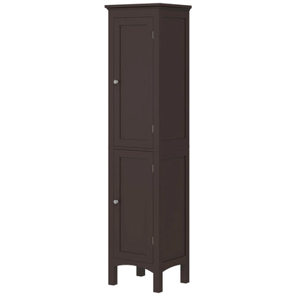 Tall Bathroom Cabinet, Freestanding Storage, Adjustable Shelves, 15" x 13" x 63", Dark Brown Bathroom Cabinets Dark Brown at Gallery Canada