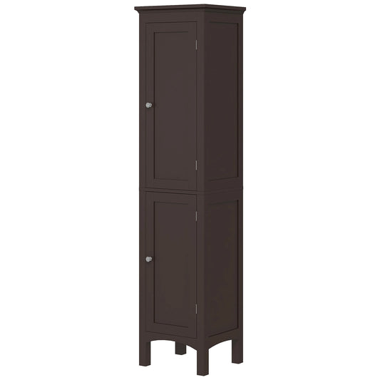 Tall Bathroom Cabinet, Freestanding Storage, Adjustable Shelves, 15" x 13" x 63", Dark Brown Bathroom Cabinets Dark Brown at Gallery Canada