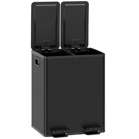 Dual Garbage Bin, Soft Close Trash Can, 2 x 20 Liter, Black Household Supplies Matte Black at Gallery Canada