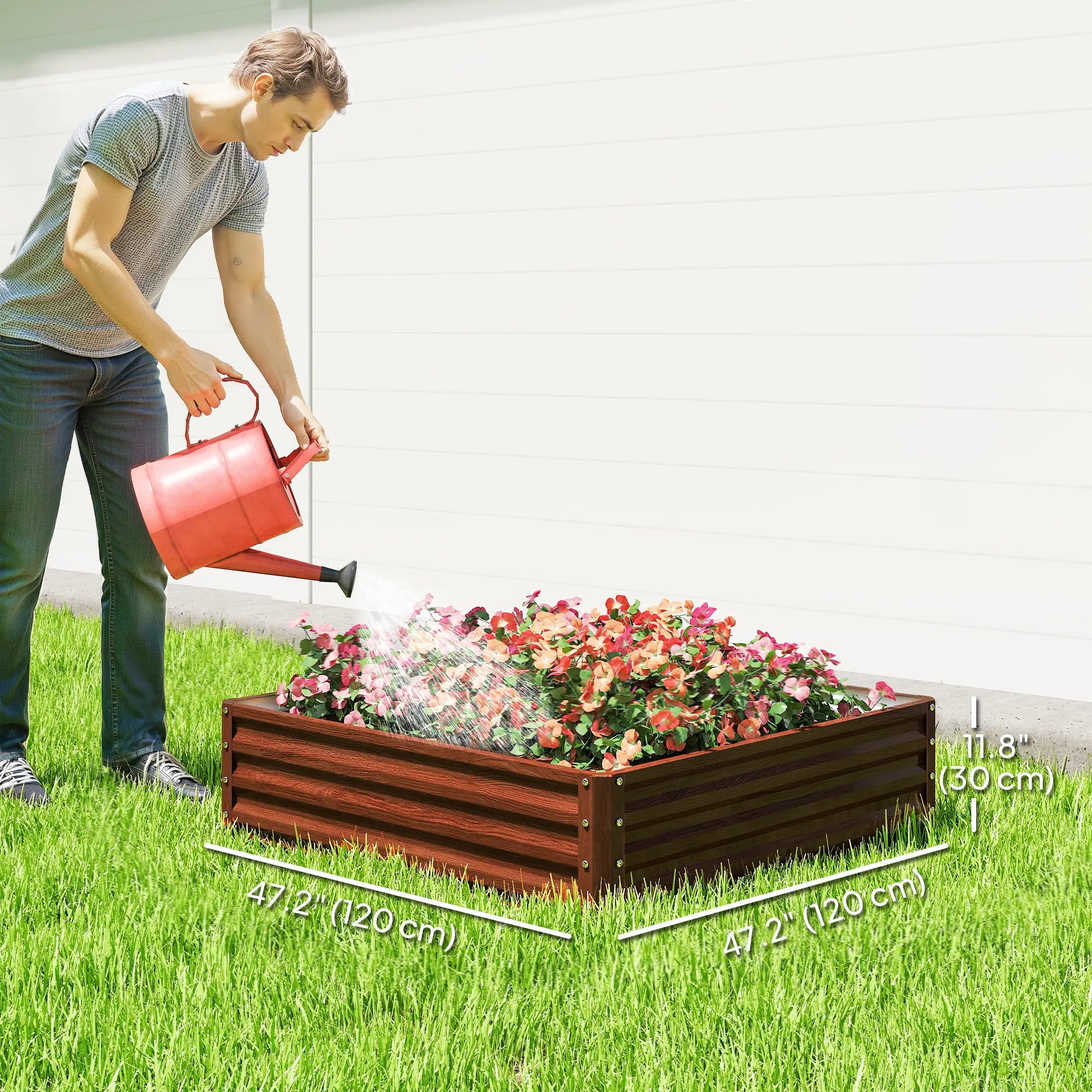4'x4'x1' Raised Garden Bed, Galvanized Steel Planter, Dark Brown Galvanized Planter Boxes at Gallery Canada