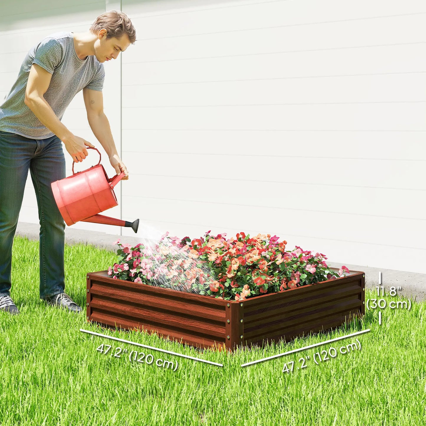4'x4'x1' Raised Garden Bed, Galvanized Steel Planter, Dark Brown Galvanized Planter Boxes at Gallery Canada