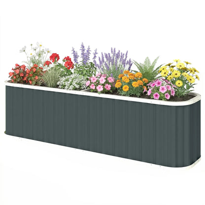 Galvanized Raised Garden Bed, Deep Rot Planter Box, 7' x 2' x 2', Dark Grey Galvanized Planter Boxes Dark Grey at Gallery Canada