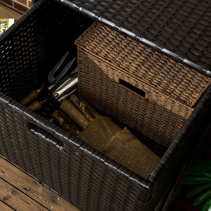 Outdoor Rattan Towel Rack, Dark Brown Patio Storage Boxes at Gallery Canada