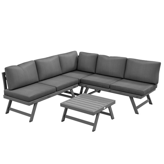 Outdoor Corner Garden Set, 4-Piece Convertible Furniture, Grey Patio Furniture Sets Grey, White at Gallery Canada