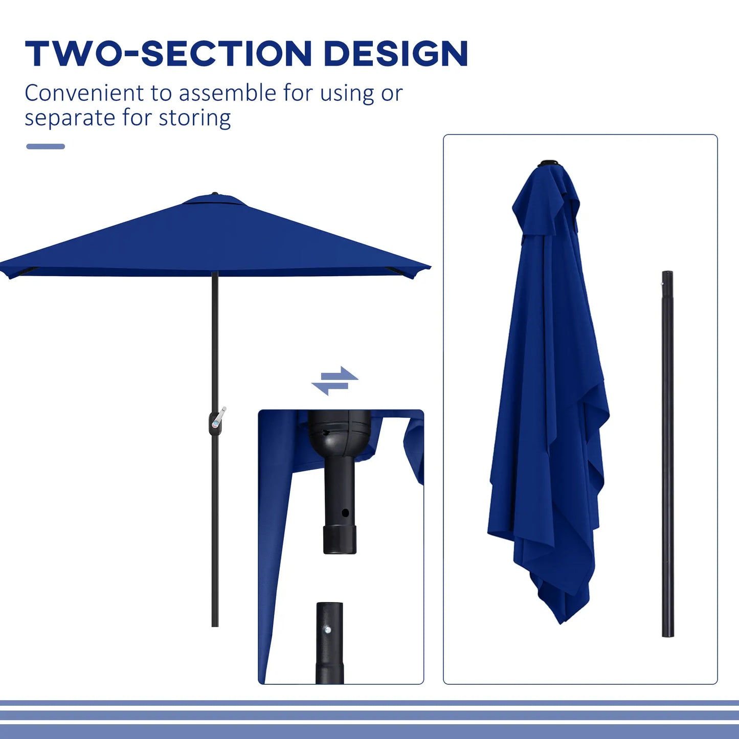 8ft Half Round Umbrella, Outdoor Balcony Parasol, Garden Sun Shade Half Round Umbrellas at Gallery Canada