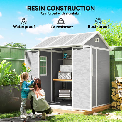 6' x 6' Resin Outdoor Storage Shed, With Floor, Window, Grey Sheds at Gallery Canada