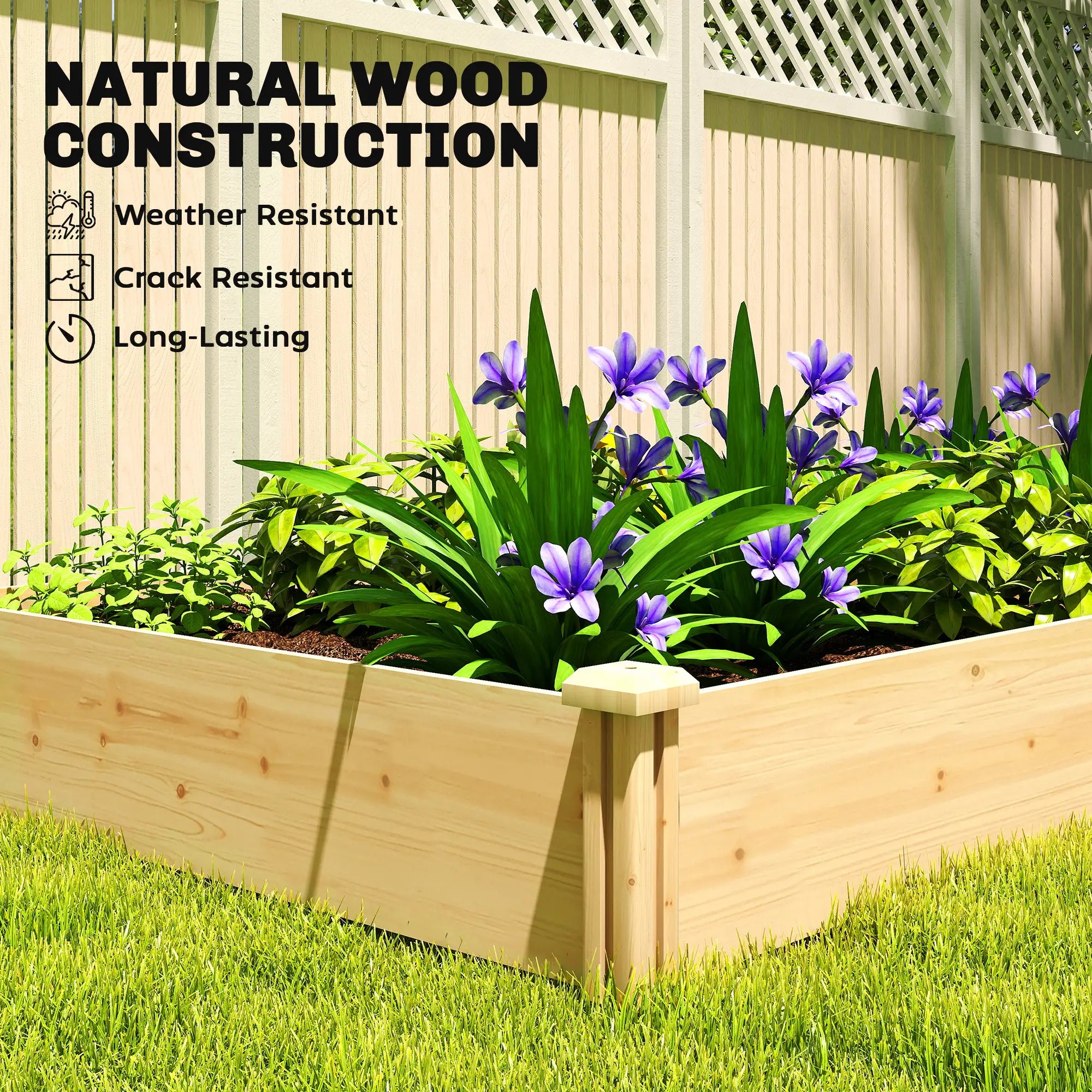 Wooden Raised Garden Bed, Planter Box With Divider, Open Bottom, DIY Painting Raised Garden Beds at Gallery Canada