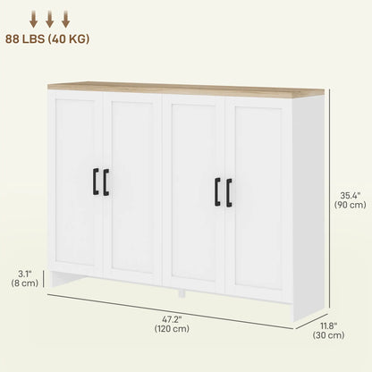 Modern Sideboard Buffet Cabinet, Modern Kitchen Storage Cabinet with 4 Doors Adjustable Shelves, for Dining Room, White Storage Cabinets at Gallery Canada