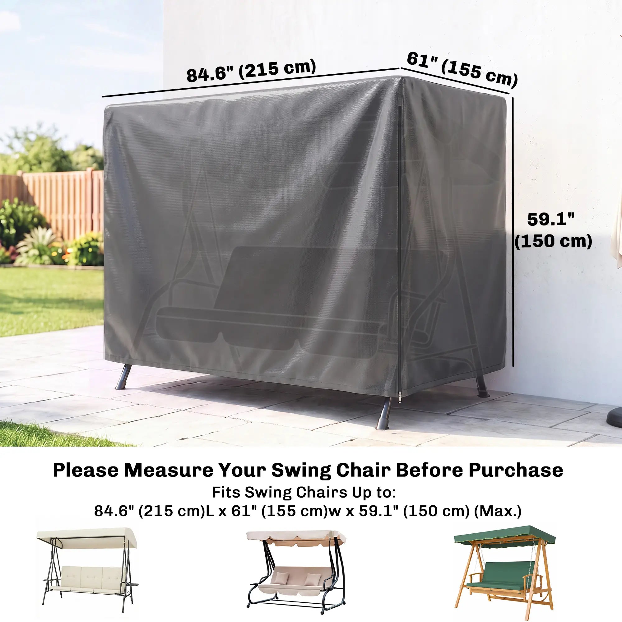 3-Seater Patio Swing Cover, Waterproof, 85