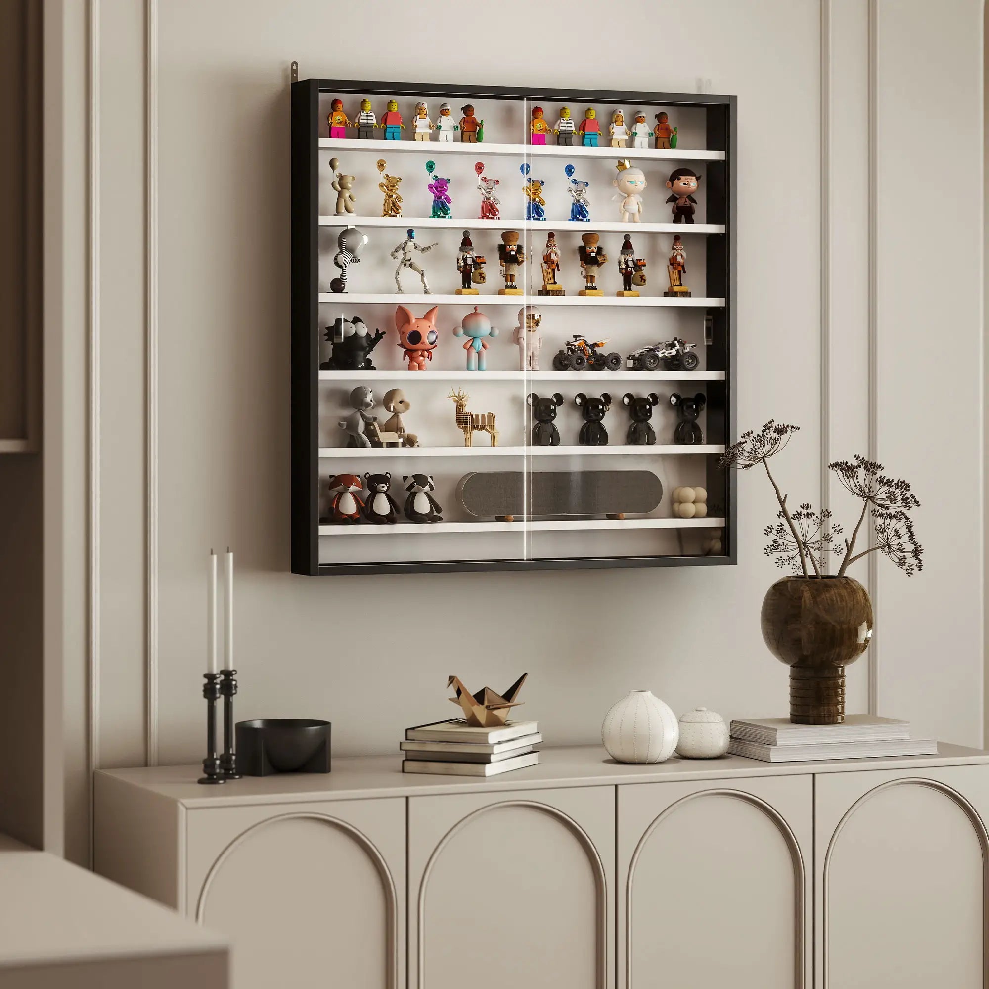 7-Tier Glass Display Cabinet, Black And White Display Bookshelves at Gallery Canada