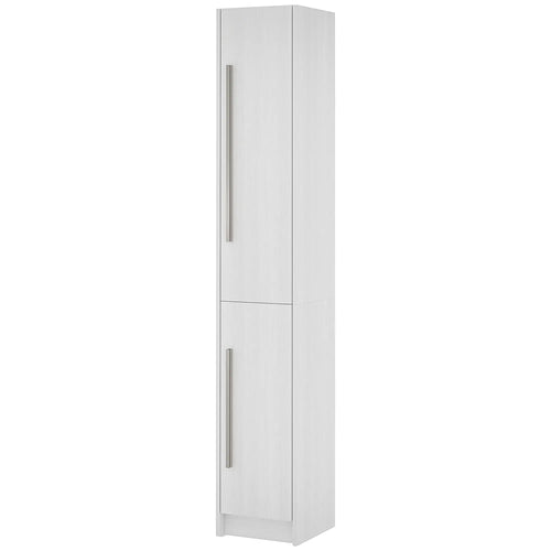 Tall Bathroom Storage Cabinet, Adjustable Shelves, Wood Grain, White