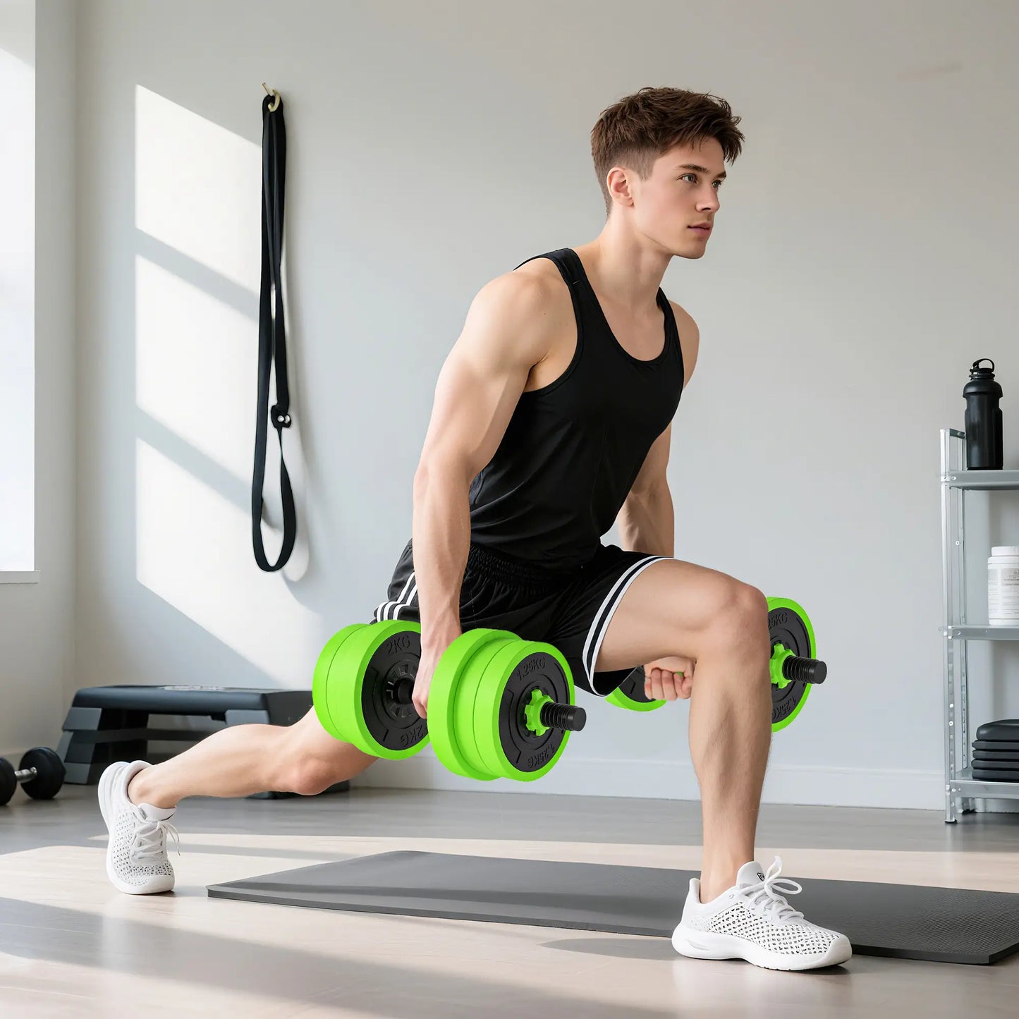 44lbs Adjustable Weight Dumbbell Set, Barbell, Kettlebell, Push Up Stand, Green Dumbbells & Barbells at Gallery Canada