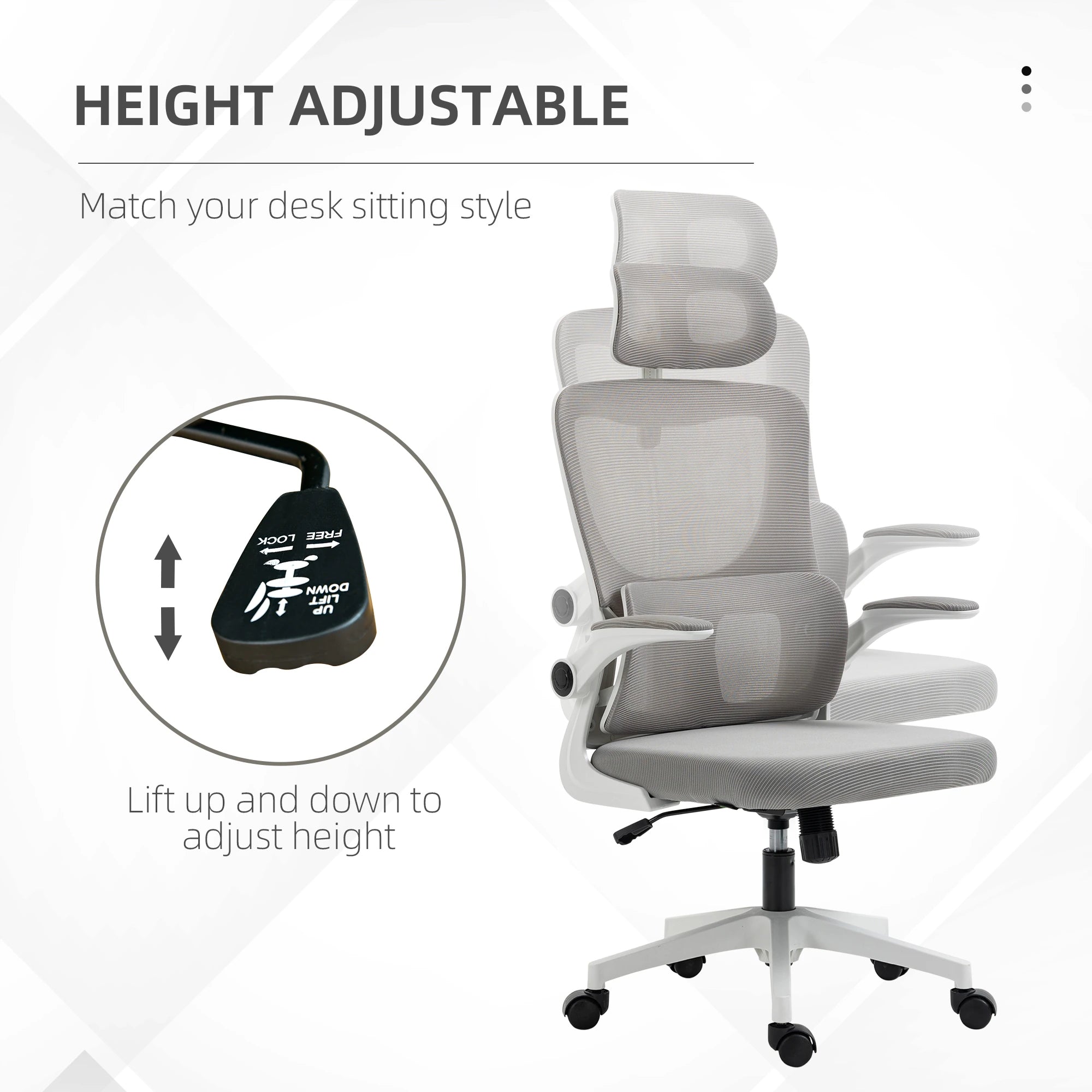 Ergonomic Office Chair, Auto-Adaptive Lumbar Support, Adjustable Headrest, Grey Executive & Manager Chairs at Gallery Canada