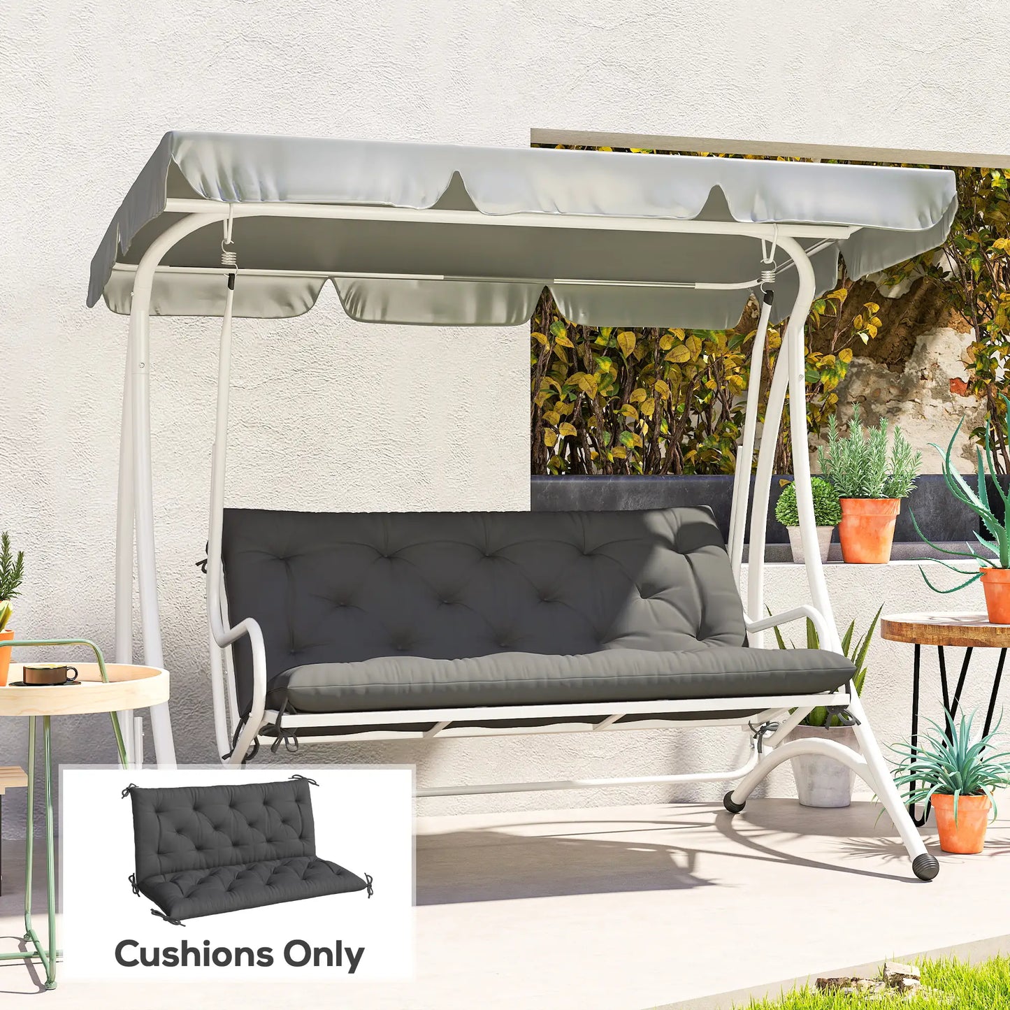 2 Seater Garden Bench Cushion, Thick Outdoor Non-Slip, 47" x 43" x 5", Black Patio Chair Cushions at Gallery Canada