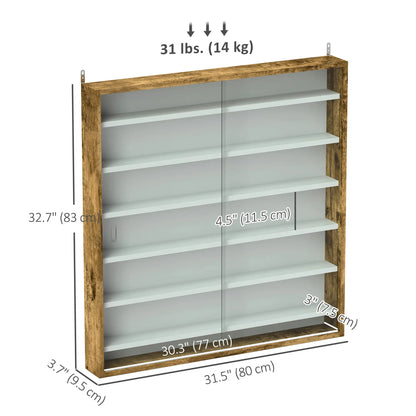 7-Tier Glass Curio Cabinet, 2 Glass Doors, 6 Adjustable Shelves, Rustic Brown Display Bookshelves at Gallery Canada