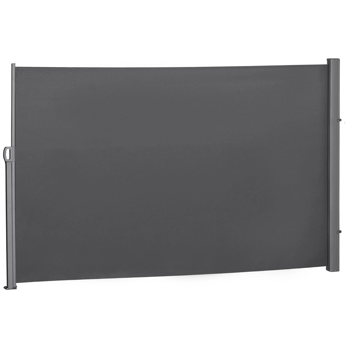 118" x 71" Outdoor Folding Privacy Screen, Retractable Side Awning, UV Wind Resistant, Grey Side Awnings Grey Frame, Grey Fabric at Gallery Canada