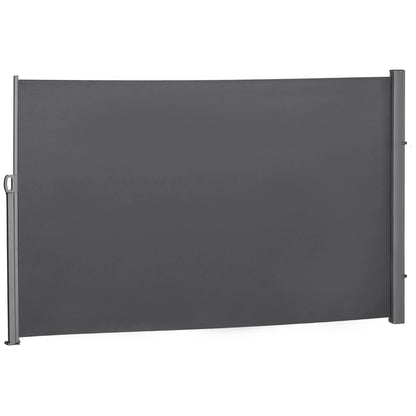 118" x 71" Outdoor Folding Privacy Screen, Retractable Side Awning, UV Wind Resistant, Grey Side Awnings Grey Frame, Grey Fabric at Gallery Canada
