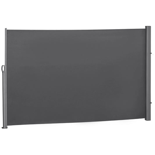 118" x 71" Outdoor Folding Privacy Screen, Retractable Side Awning, UV Wind Resistant, Grey Side Awnings Grey Frame, Grey Fabric at Gallery Canada