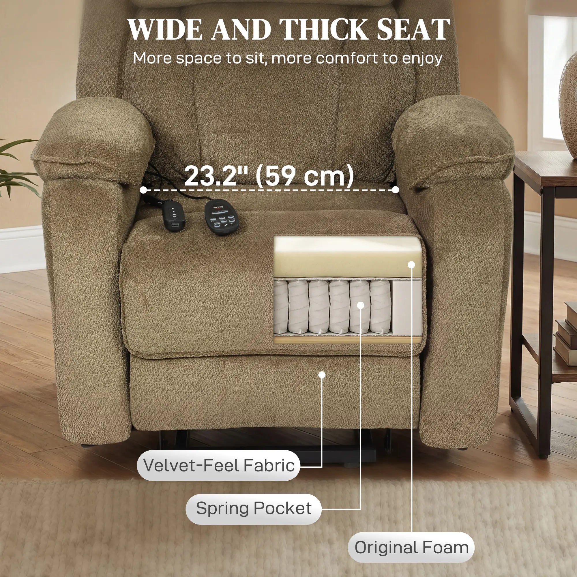 Power Recliner Chair, Massage, Electric Lift, 2 Memory Positions, Brown Electric Power Lift Chairs at Gallery Canada