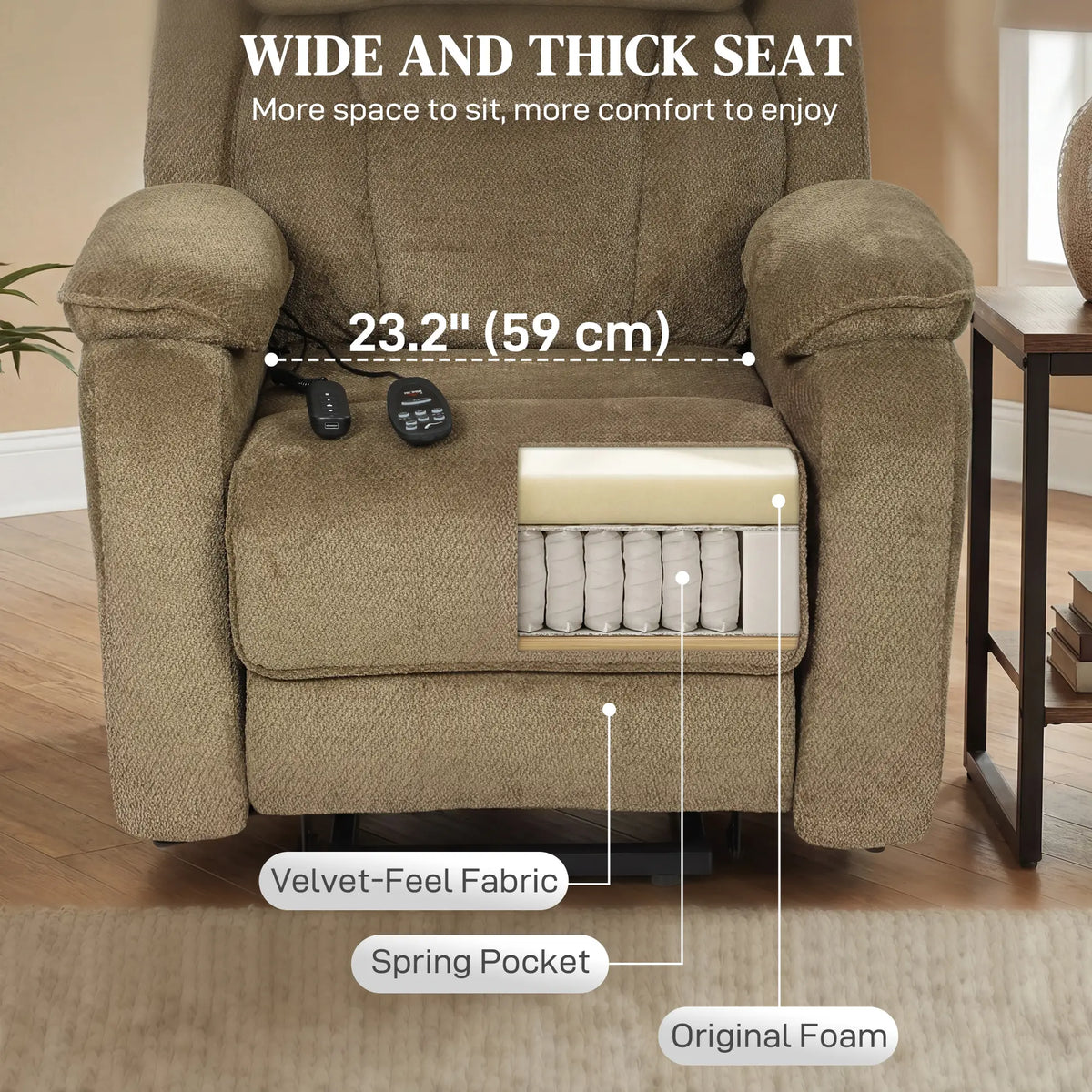 Power Recliner Chair, Massage, Electric Lift, 2 Memory Positions, Brown Electric Power Lift Chairs at Gallery Canada