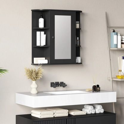 Mirrored Bathroom Wall Cabinet, Wall Mounted, With Door & Shelves, Black Mirror Medicine Cabinets at Gallery Canada