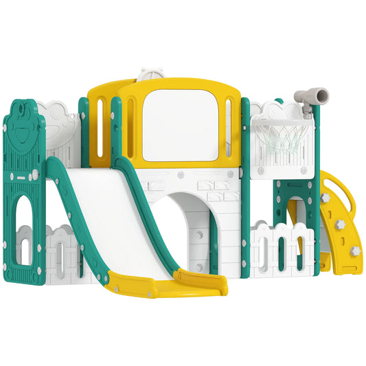 7-in-1 Toddler Slide With Basketball Hoop, Yellow Gym Sets & Swings Yellow, Green, White at Gallery Canada