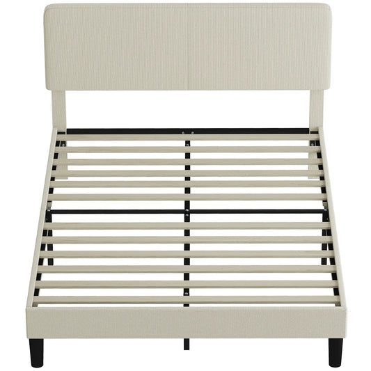 Queen Size Bed Frame, Adjustable Upholstered Headboard, Wood Slat Support, Light Grey Bed Frames Light Grey at Gallery Canada