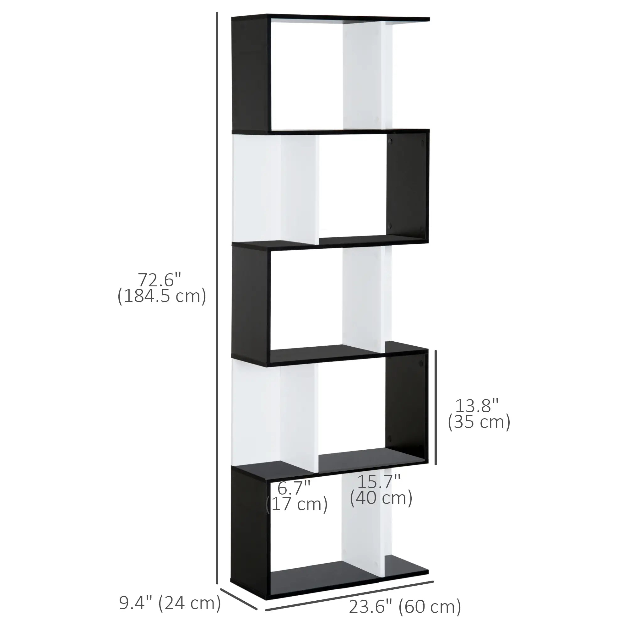 Modern Bookcase 5-Tier Display Shelf, Room Divider, Black Display Bookshelves at Gallery Canada