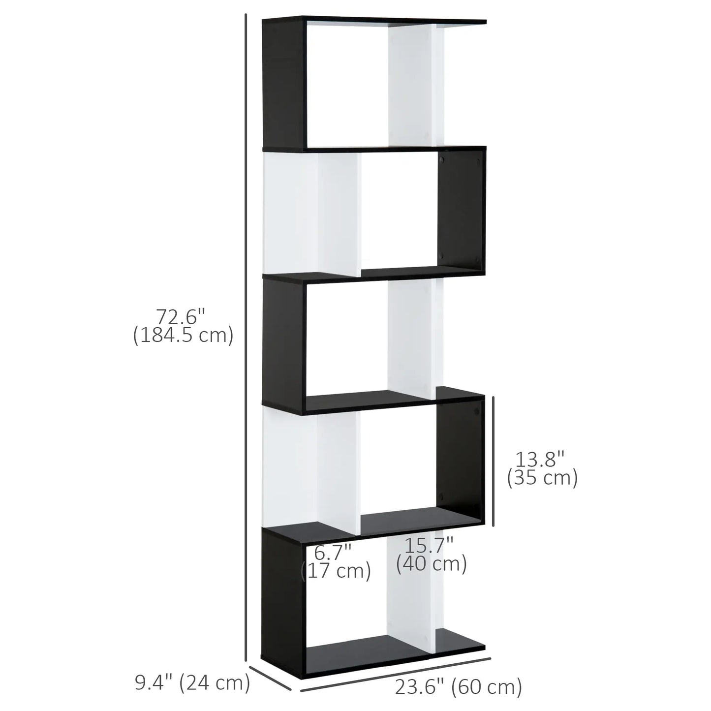 Modern Bookcase 5-Tier Display Shelf, Room Divider, Black Display Bookshelves at Gallery Canada