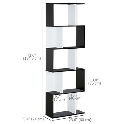 Modern Bookcase 5-Tier Display Shelf, Room Divider, Black Display Bookshelves at Gallery Canada
