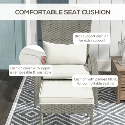 Wicker Adirondack Chair with Ottoman, Grey/Cream White Patio Chairs at Gallery Canada