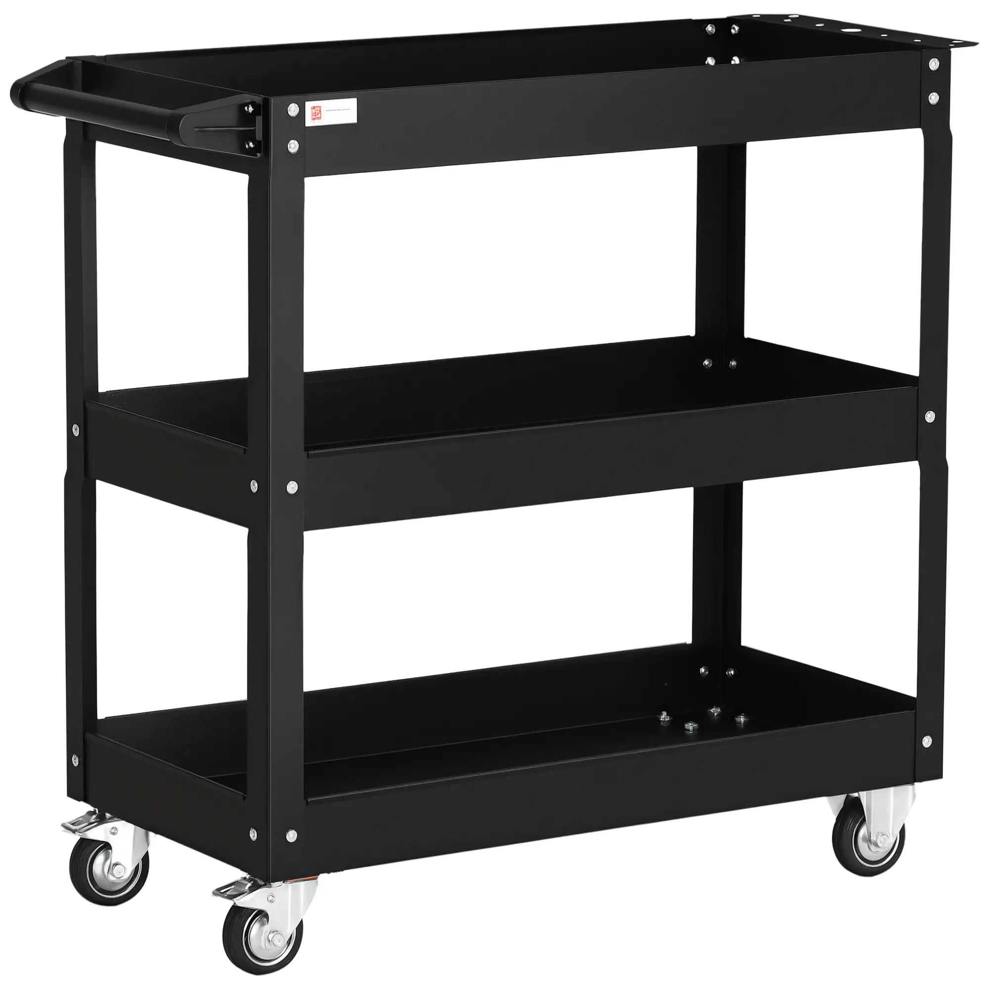 3 Tier Rolling Tool Cart, 330 LBS Capacity, Heavy Duty, Black Tool Organizers Black at Gallery Canada