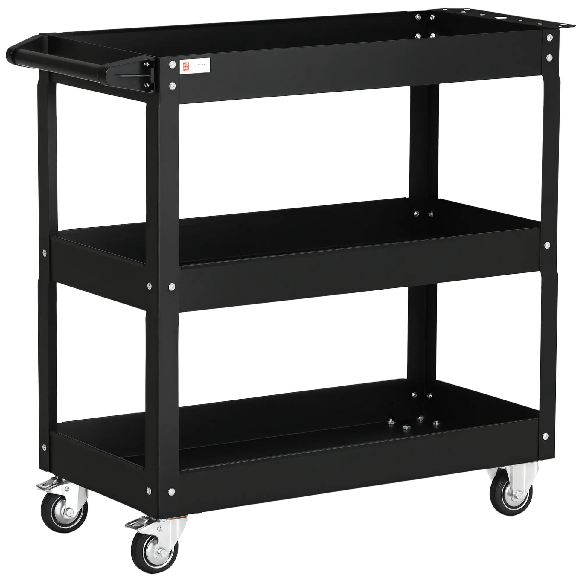 3 Tier Rolling Tool Cart, 330 LBS Capacity, Heavy Duty, Black Tool Organizers Black at Gallery Canada