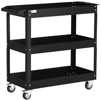 3 Tier Rolling Tool Cart, 330 LBS Capacity, Heavy Duty, Black Tool Organizers Black at Gallery Canada