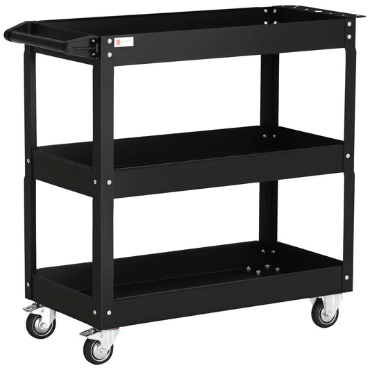 3 Tier Rolling Tool Cart, 330 LBS Capacity, Heavy Duty, Black Tool Organizers Black at Gallery Canada