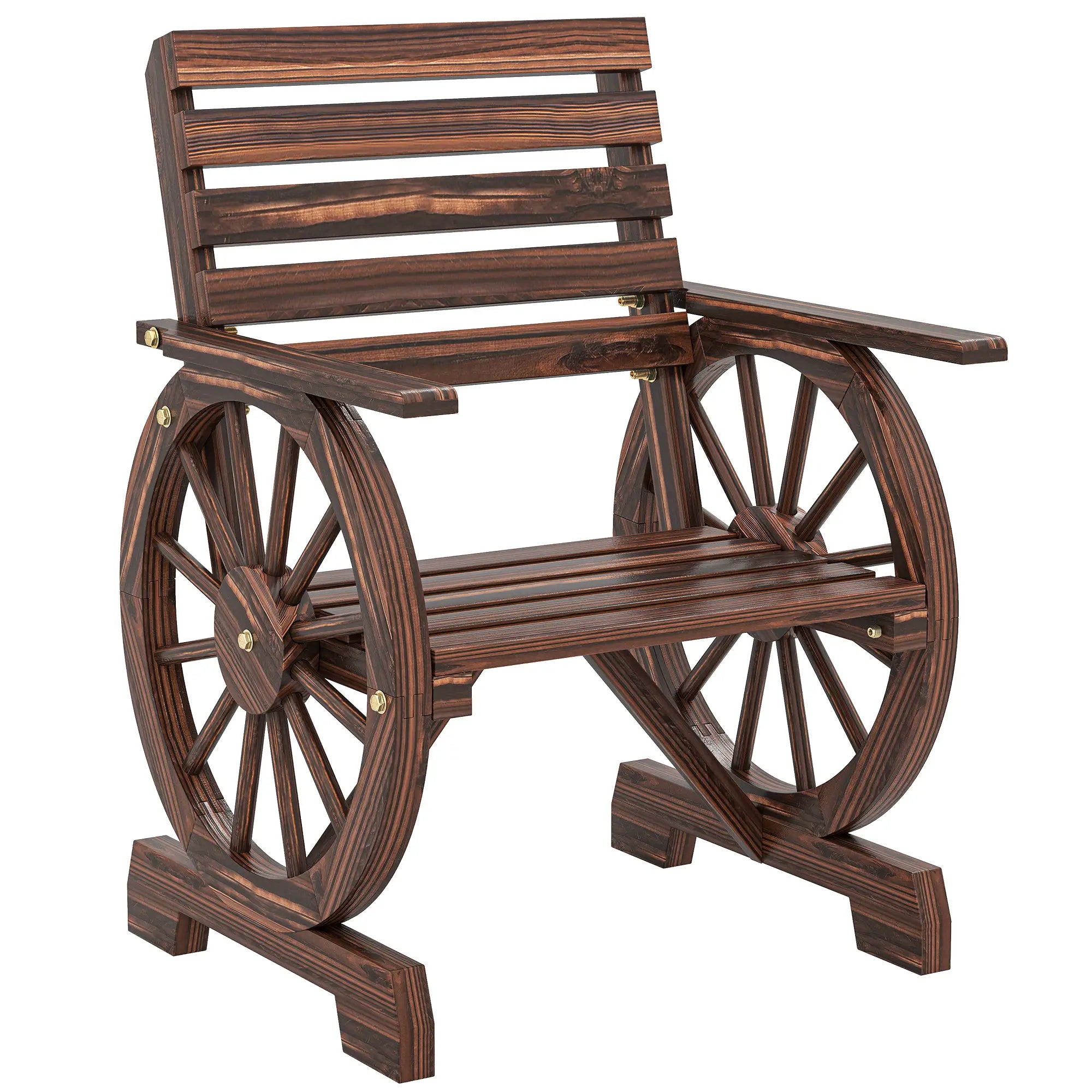Wood Outdoor Patio Lounge Chair, Carbonized, Slatted Wide Seat Patio Chairs at Gallery Canada