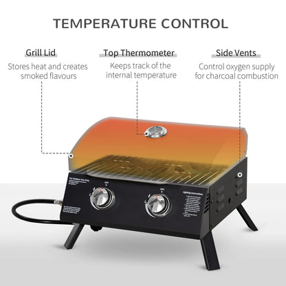 2 Burner Propane Gas Grill, Portable Tabletop BBQ, Black Propane Gas Grills at Gallery Canada