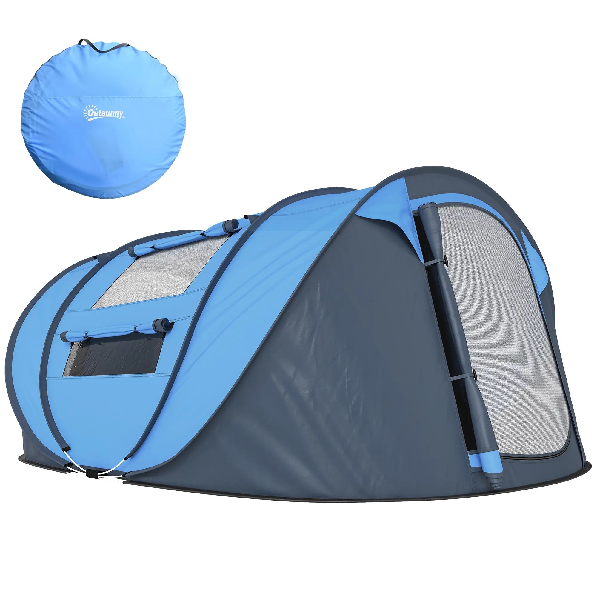 4 Person Pop Up Tent, Automatic Setup, With Doors, Windows, Carry Bag, Blue Camping Tents at Gallery Canada