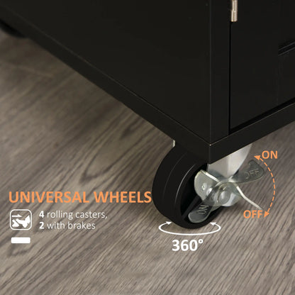 Rolling Kitchen Island Cart, Wood Top, Storage Drawer, Towel Bar, Shelves, Black Kitchen Islands & Kitchen Carts at Gallery Canada
