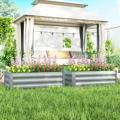 Set of 2 Galvanized Raised Garden Beds, Outdoor Planter Box, Light Grey Raised Garden Beds at Gallery Canada