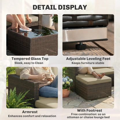 3-Piece Patio Furniture Set, Outdoor PE Rattan Sofa, Khaki Patio Furniture Sets at Gallery Canada