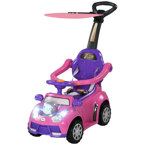 3 in 1 Kids Push Car, Toddler Sliding, Foot to Floor, Pink