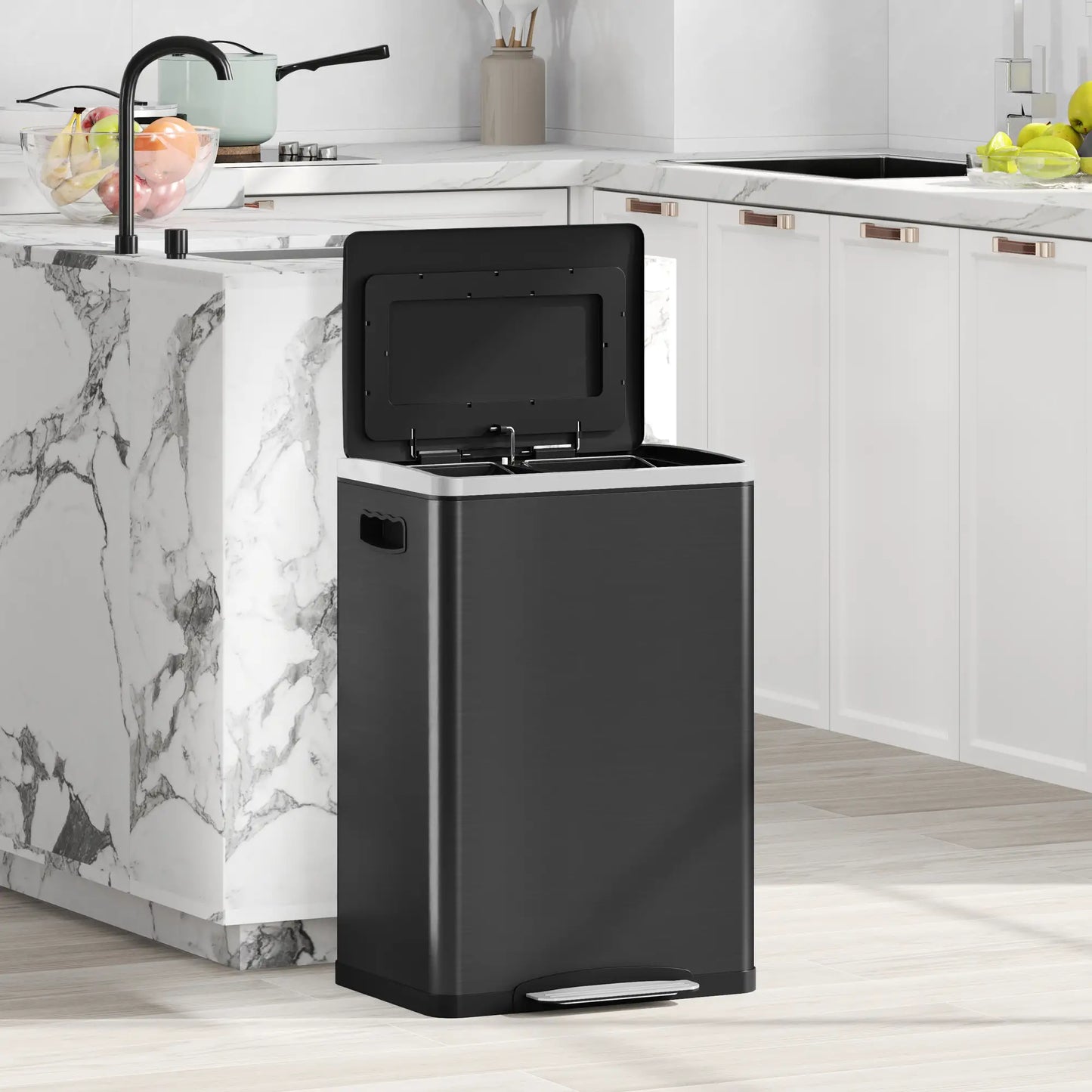 20 Liter Garbage Bin, Stainless Steel, Soft-Close Lid, Removable Bucket, Black Household Supplies at Gallery Canada