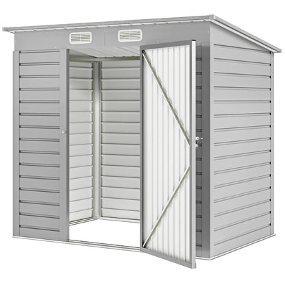 6 x 4FT Galvanized Garden Storage Shed, Metal Outdoor Shed, Light Grey Sheds Light Grey at Gallery Canada