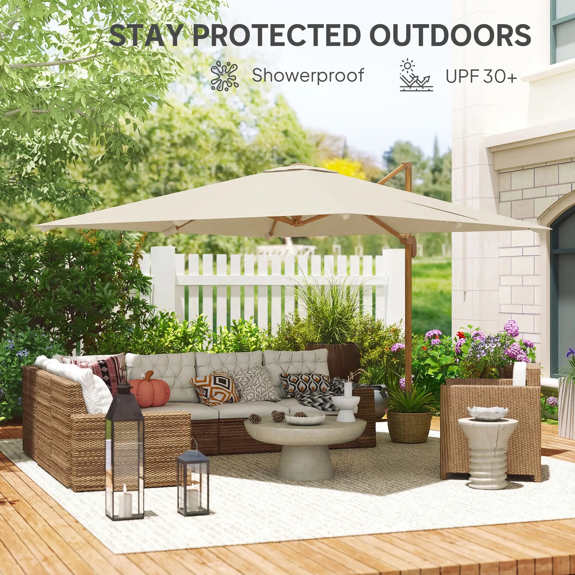 10 FT Patio Cantilever Umbrella, 360° Rotation, Crank And Tilt Offset Cantilever Umbrellas at Gallery Canada