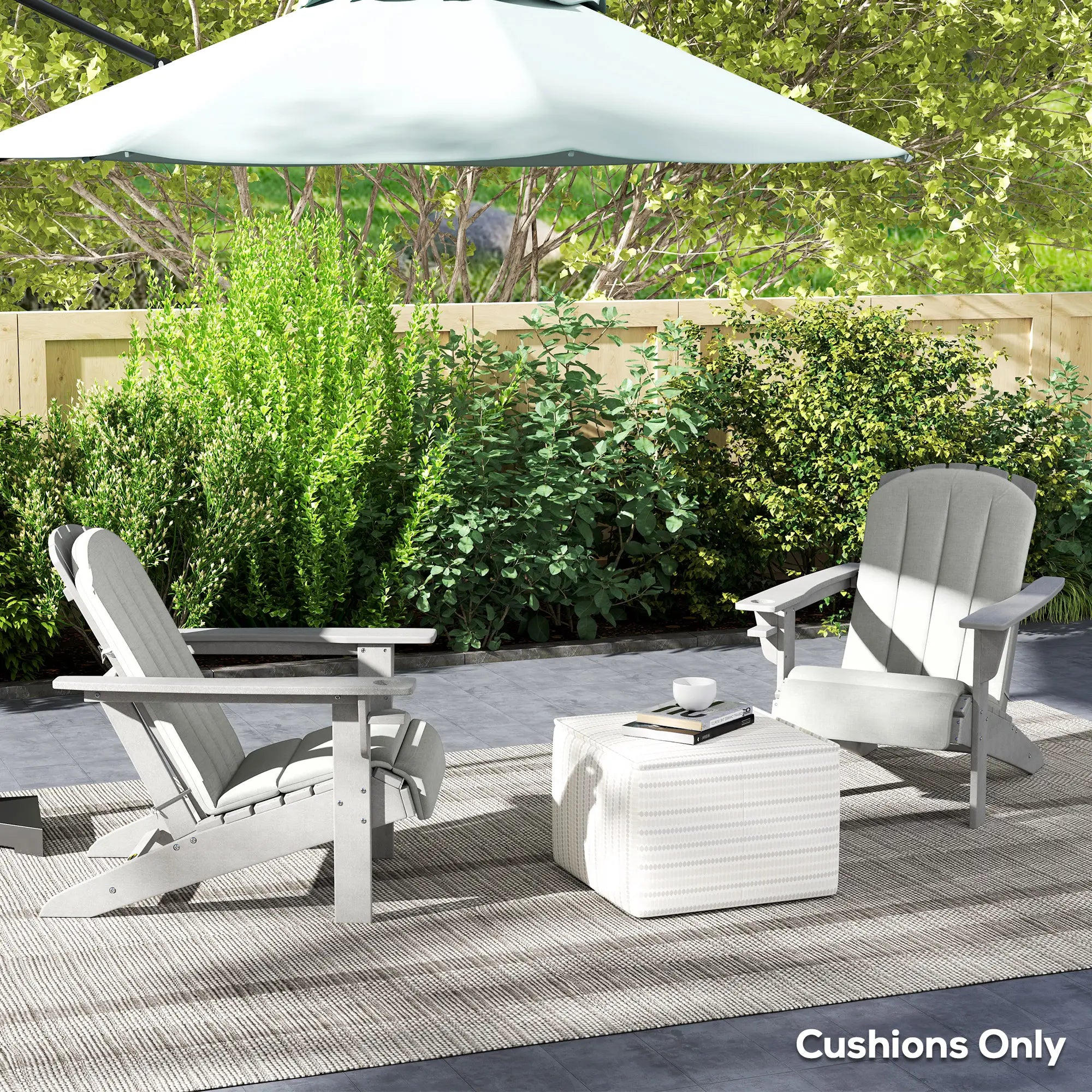 Set of 2 Patio Chair Cushions, High Back, High-Density Foam, Light Grey Patio Chair Cushions at Gallery Canada
