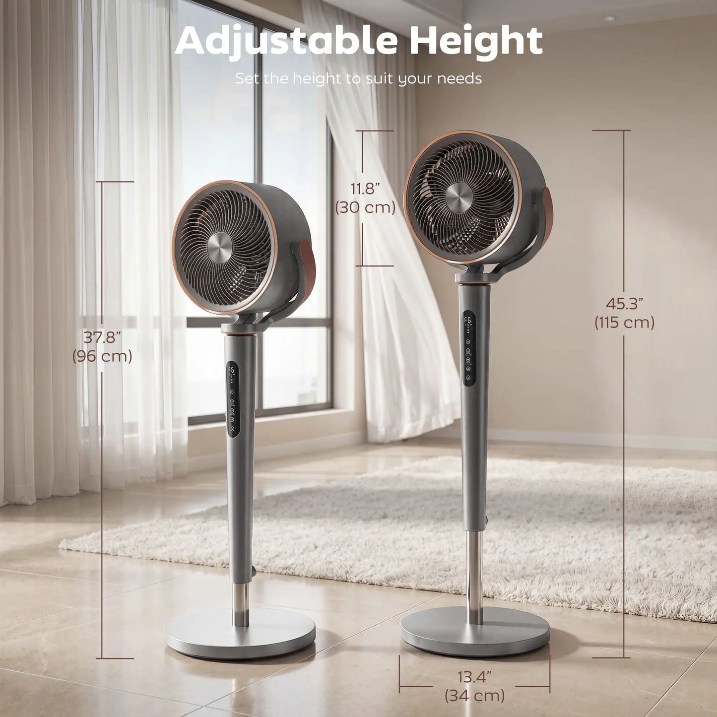 20dB Silent Standing Fan, Oscillating Fan with 12 Speeds, LED Light, WiFi &; Remote Control, 12H Timer Stand Fans at Gallery Canada